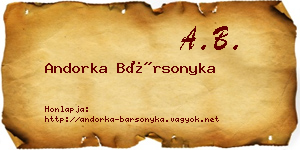 Andorka Bársonyka névjegykártya